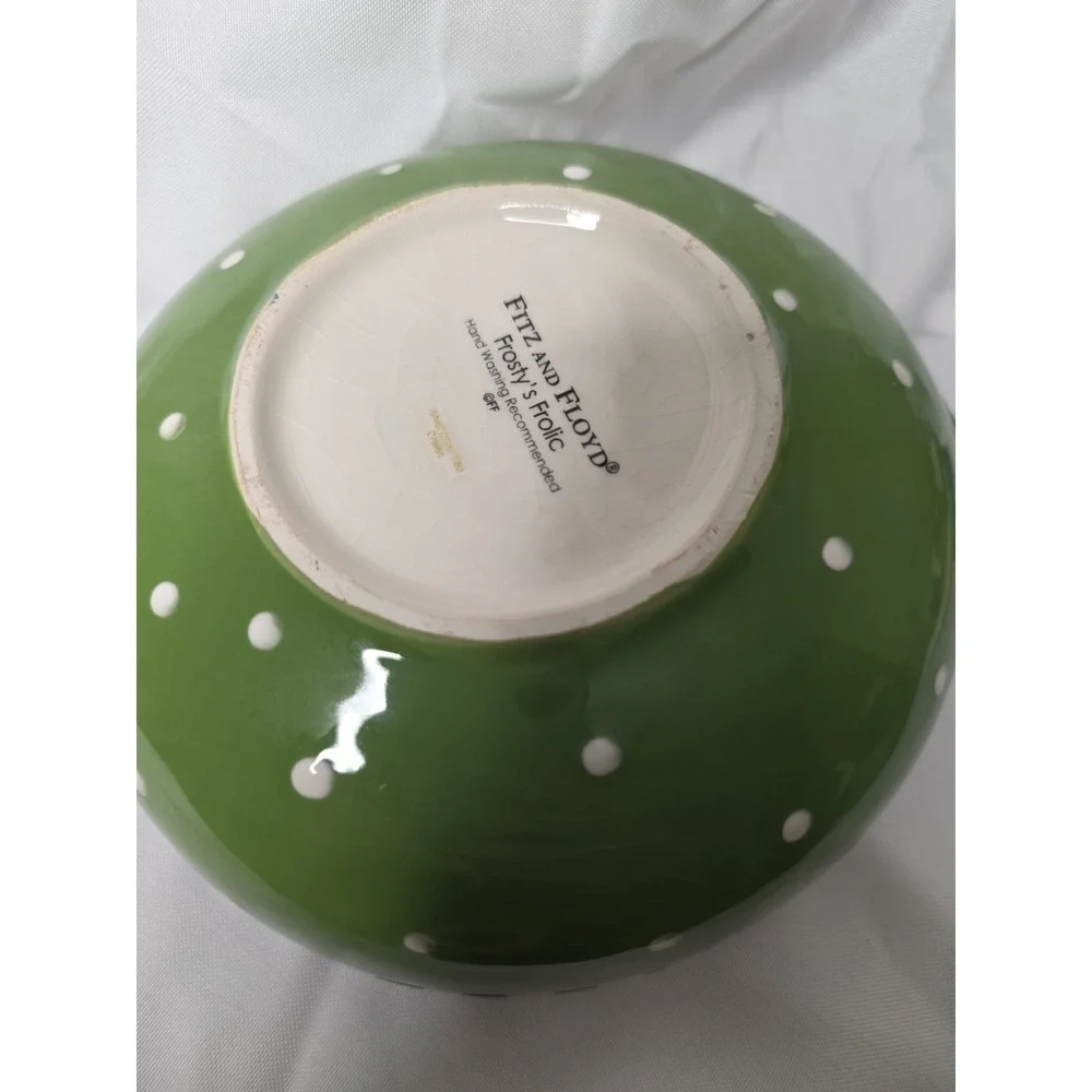 Fitz and Floyd Frostys‎ Frolic Cheers Sentiment Bowl Snack Snowman Embossed